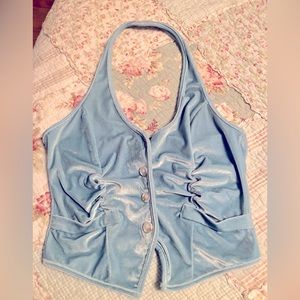 Baby Blue Velvet Halter Top